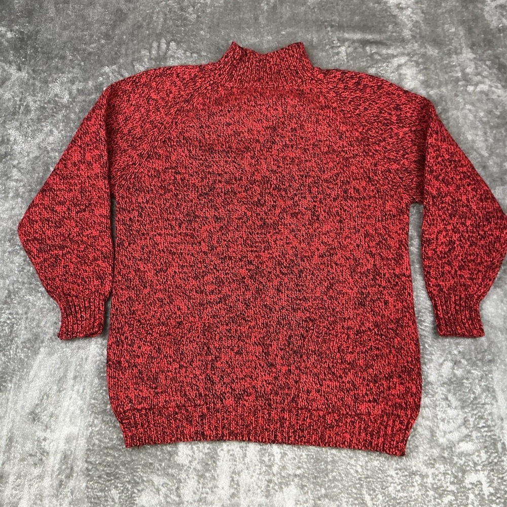 VTG Marsh Landing Women's Wool Blend Mock Turtle Neck Sweater Red Size L